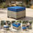 Carolle 9-Piece Outdoor Patio Furniture with fire pit,All-Weather 7-Person Pe Wicker Outdoor Conversation Set, Patio Couch Swivel Rocker Chairs With Solar Powered Coffee Tables For Backyard,Poolside,Deck-453539604-459055618