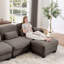 Canapé d'angle modulaire capitonné avec pouf amovible-243418132