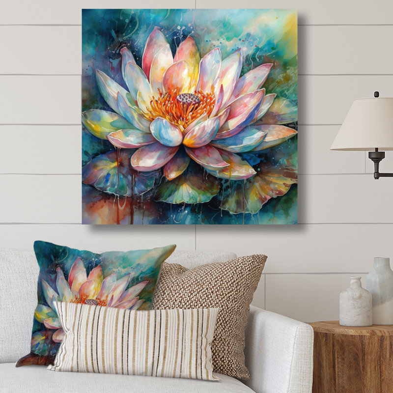 Art floral mural Lotus rose Dreams II, H 24 po x l 24 po x P 1 po, Toile tendue