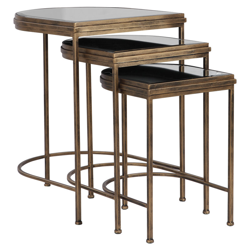 Uttermost India Nesting Tables, Set/3, Antique Brushed Gold