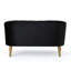 Causeuse, coutures en bois, pieds en bois effilés, velours noir 50 po
