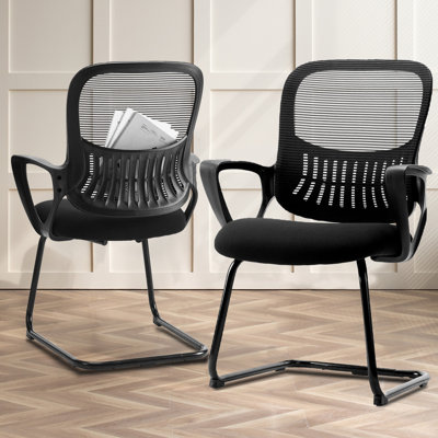 Reception Guest Chair, Stationary Mesh Mid Back Computer Office Desk For Waiting Area Conference