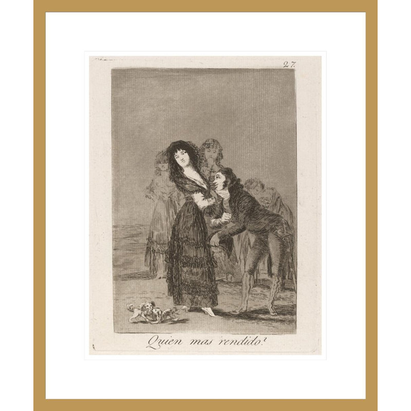 Quien mas rendido? (Lequel d'entre eux est le plus surmonté?) Par Francisco de Goya - Estampe numérique encadrée