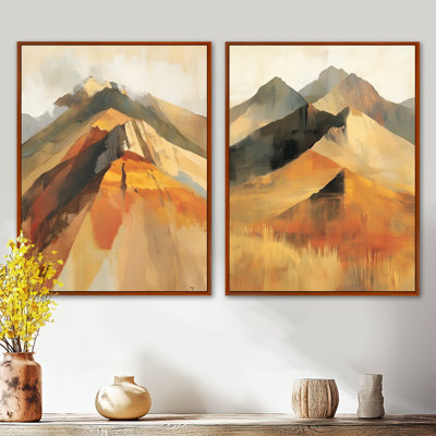 Couleurs de la Montagne Arc-en-ciel I - Décoration murale Montagnes pour salon (paquet de 2)