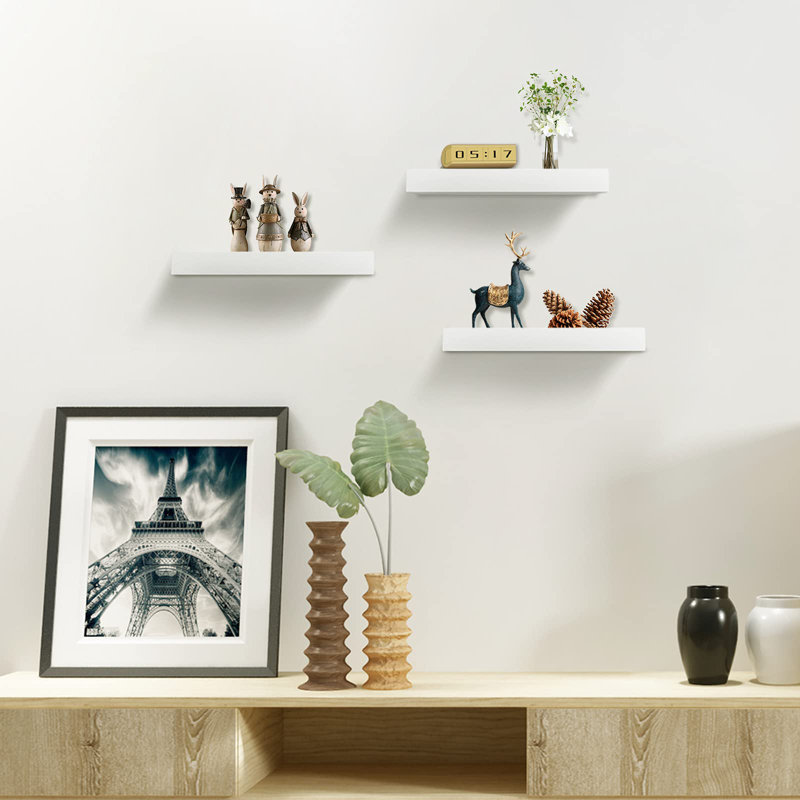 Desyrae Floating Shelf with Reclaimed Wood, 25cm H x 22.9cm W x 3.8cm D, White