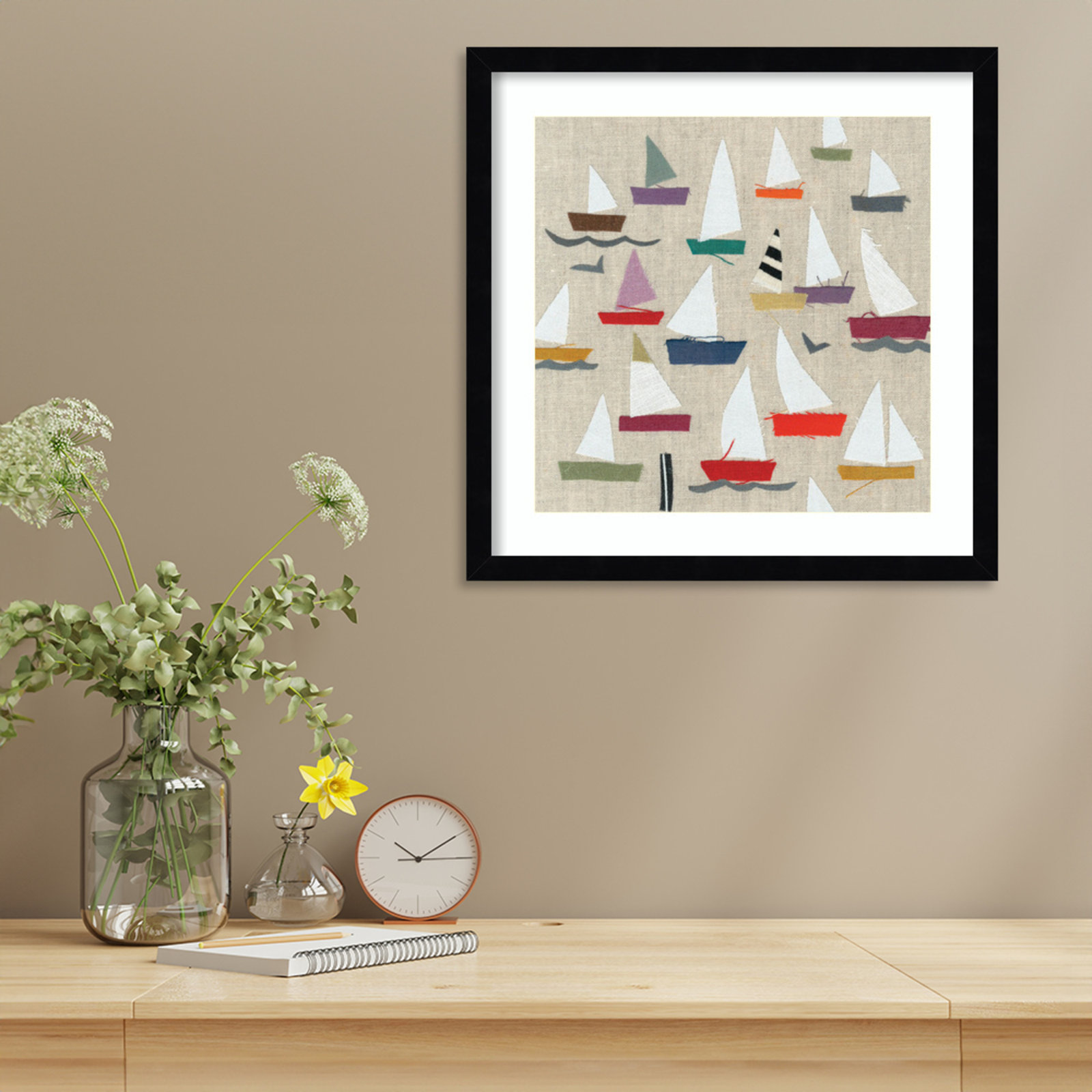 Plain Sailing Print by Jenny Frean, Black, 17" H x 17" W x 1" D
