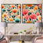 Motif floral multicolore à motif géométrique contemporain - ensemble de 2 carrés botaniques abstraits-1577497551-1577497550