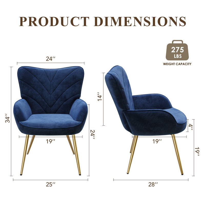 Fauteuil à oreilles Modern Velvet, Bleu