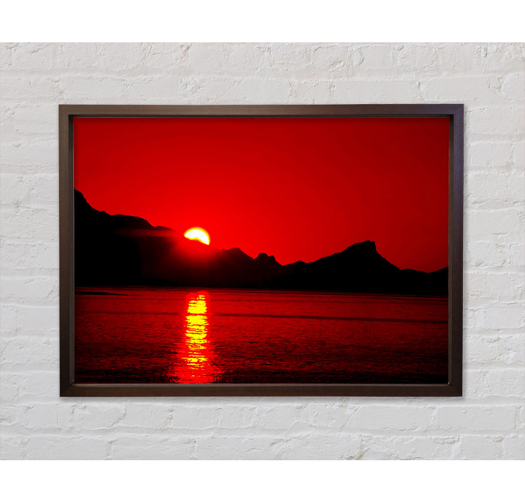 Vibrant Red Ocean Sunset - Einzelner Bilderrahmen Kunstdrucke auf Leinwand