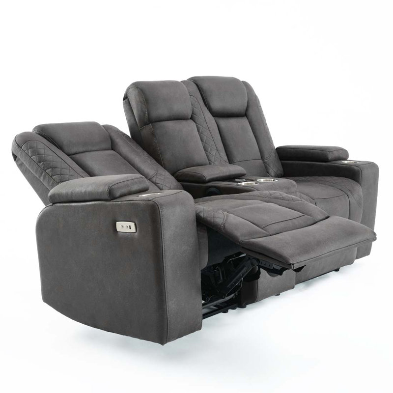 Sahaana 3 Seater Linen Electric Reclining Sofa, Grey