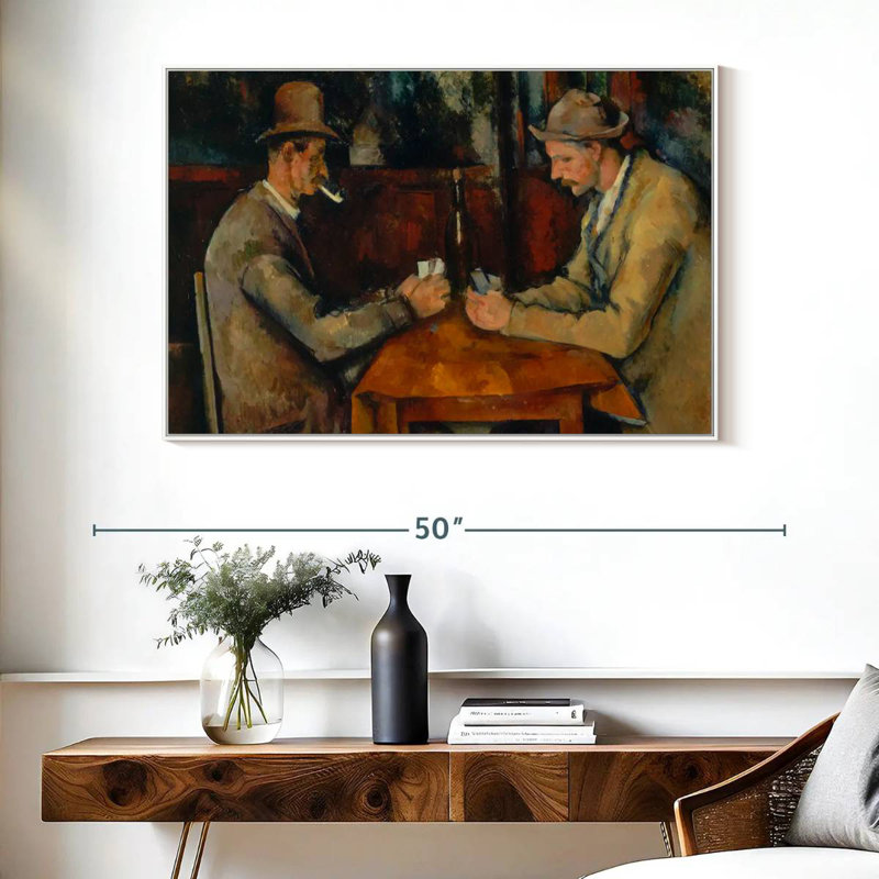 Les joueurs de cartes 1890, Cadre flottant blanc, 40 po x 27 po