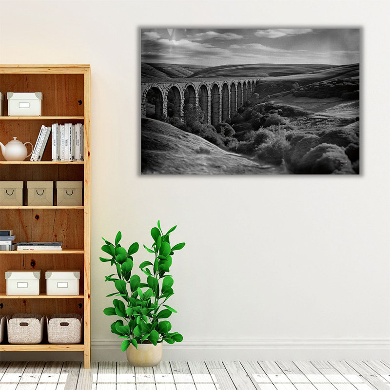 Aqueduc IV noir et blanc - reproduction d'art sur toile, H 40 po x l 60 po