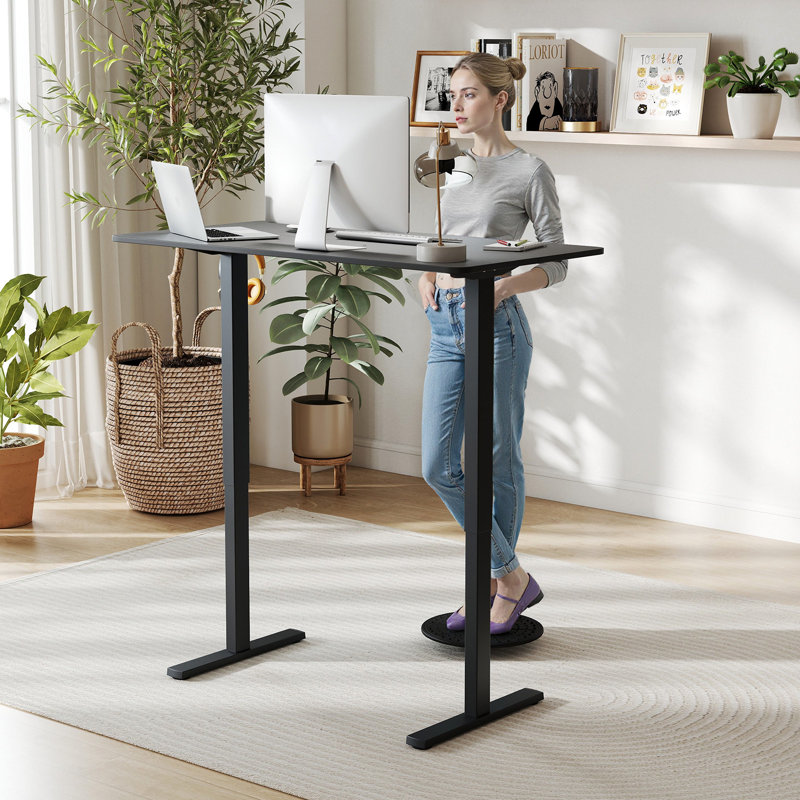 Adjustable Height Iron Standing Desk, Black