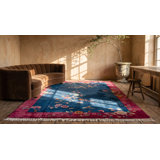 Antique Blue Room Size Art Deco Design Chinese Wool Pile Area Rug