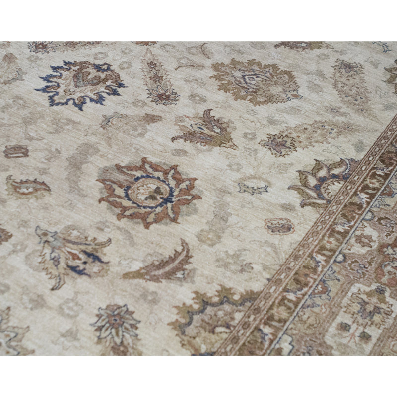 Tapis ivoire et doré de haute qualité noué à la main Sultanabad