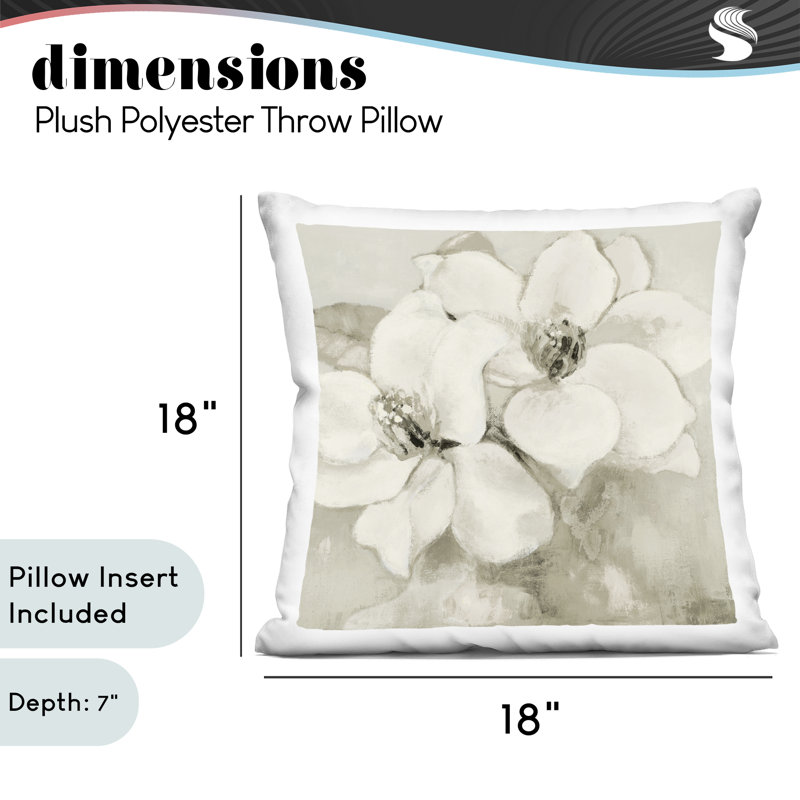 Coussin décoratif imprimé Magnolias At Dawn, design par Lanie Loreth, 18 x 7 x 18, Beige / floral 3