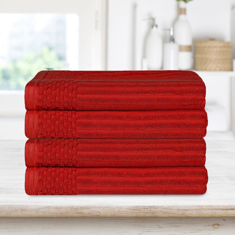 Serviette de bain épaisse absorbante en coton côtelé, Bourgogne