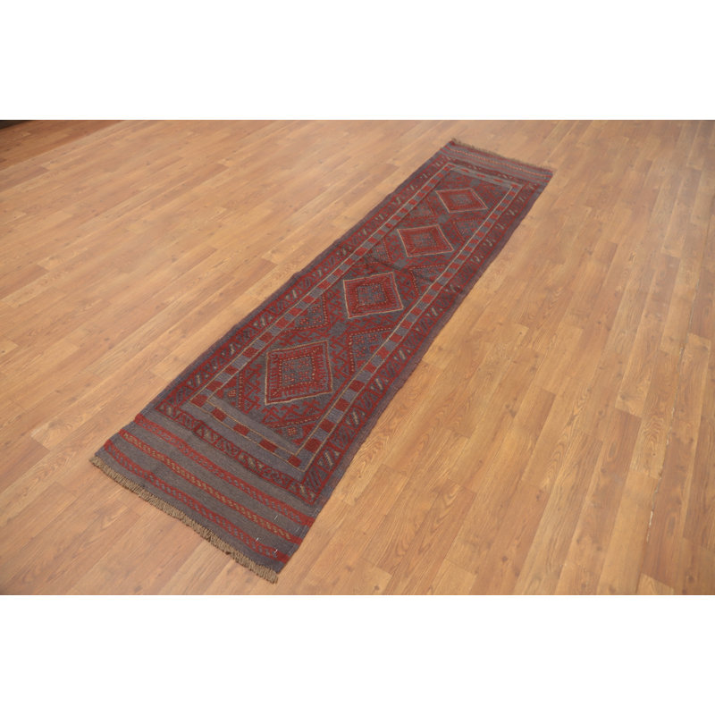 Tapis de couloir géométrique en laine 2x8