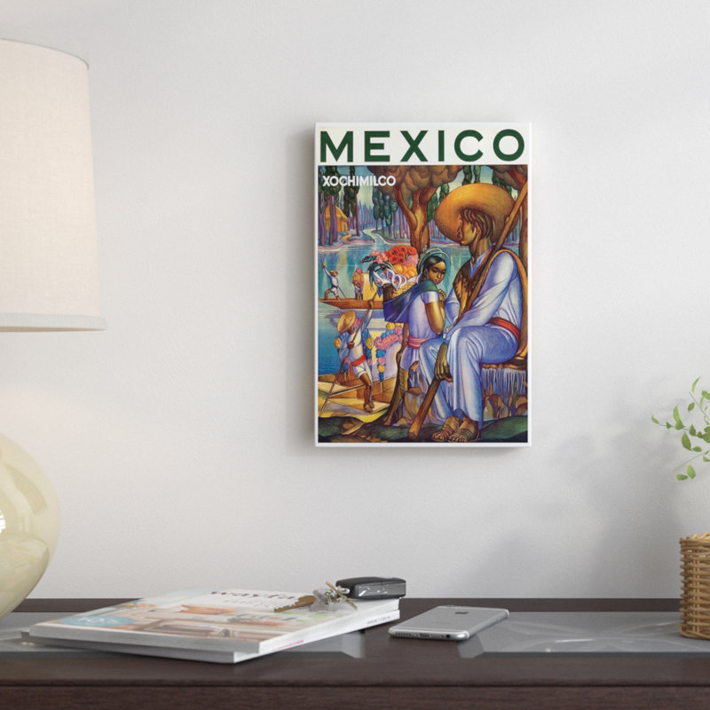 « Mexico, Xochimilco » publicité Vintage sur toile, 18" H x 12" L x 1,5" D