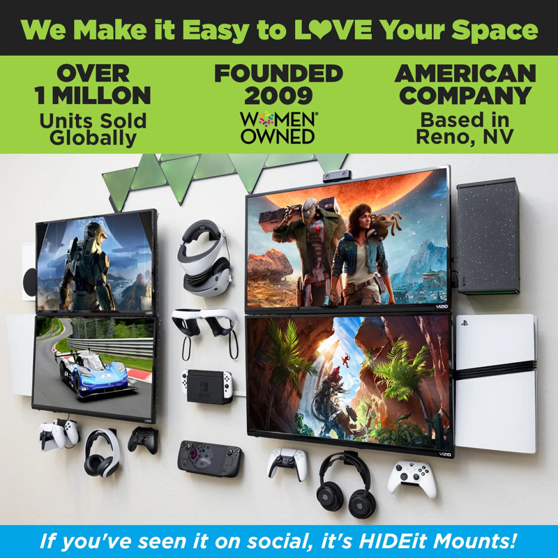 Hideit Mounts For Ps5 Pro And The Original Ps5! - Patented Wall Mount Kit For Playstation 5 - Keeps Your Console Cool - American Company - Quality Steel Mount For Ps5 And Ps5 Pro (not Ps5 Slim)