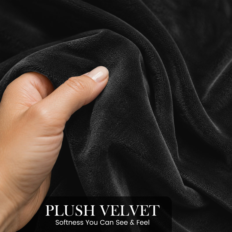 Crushed Velvet Eyelet Window Curtains, 117cm Width x 137cm Drop, Black