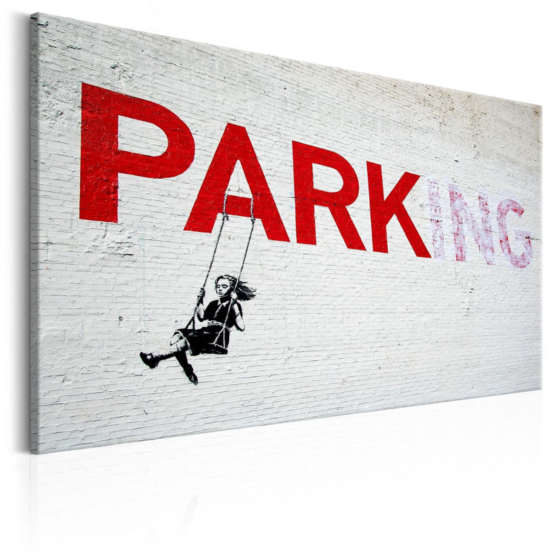 «Limoze Banksy Parking Girl On Swing On», reproduction sur toile, H 16 po x l 24 po