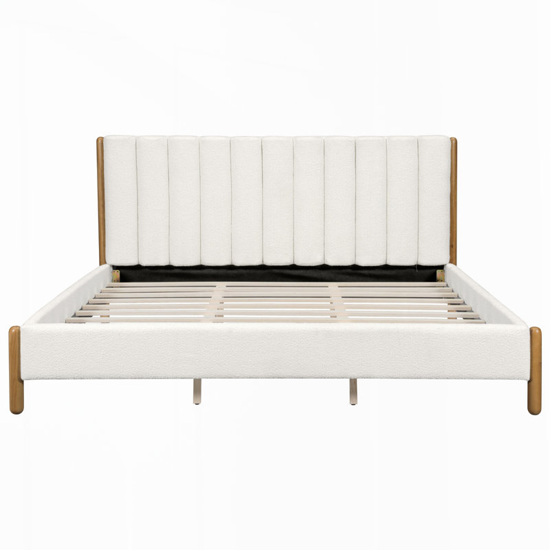 Structure de lit avec tête de lit épaisse rembourrée Boucle, Très grand lit