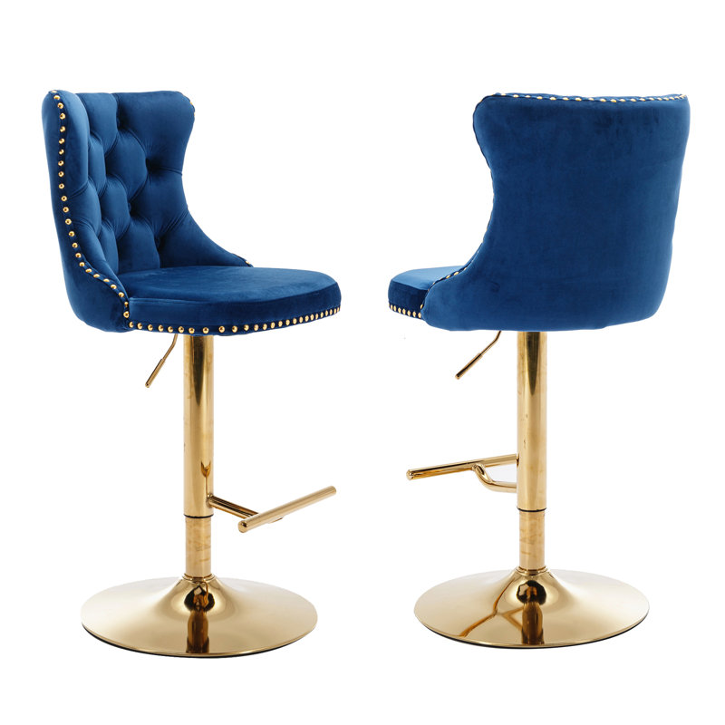 Tabouret à hauteur réglable Javarius, Bleu marine