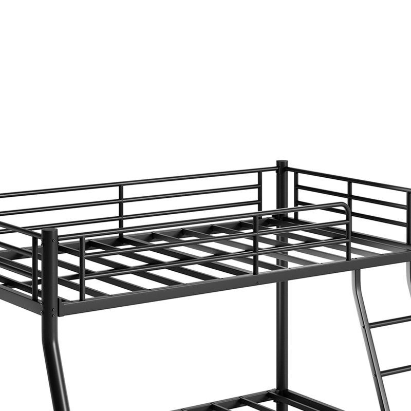 Lit simple superposé au-dessus d'un lit double, structure de lit superposé en métal avec échelle