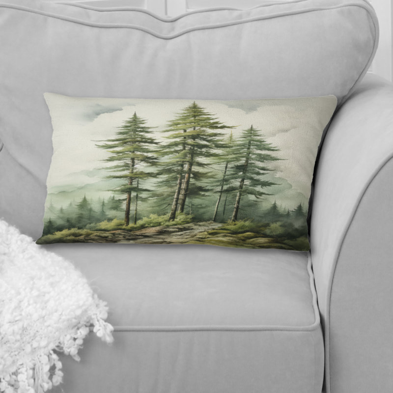 Coussin imprimé Green Pine, H 12 po x l 20 po, Rectangulaire