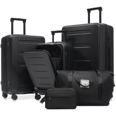 Ensemble de bagages 5 pièces avec ouverture frontale, ensemble de valise de transport extensible rigide avec double roue pivotante, bagage de voyage léger avec port USB, serrures TSA (20 "24" 28 ")