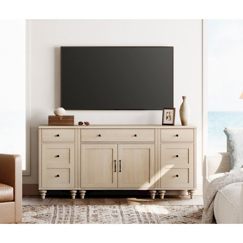 TV Stand With Charging Station, 3-In-1 TV Console Table For 75/80/85/90 Inch TV, Entertainment Center For 75 Inch TV, Beige