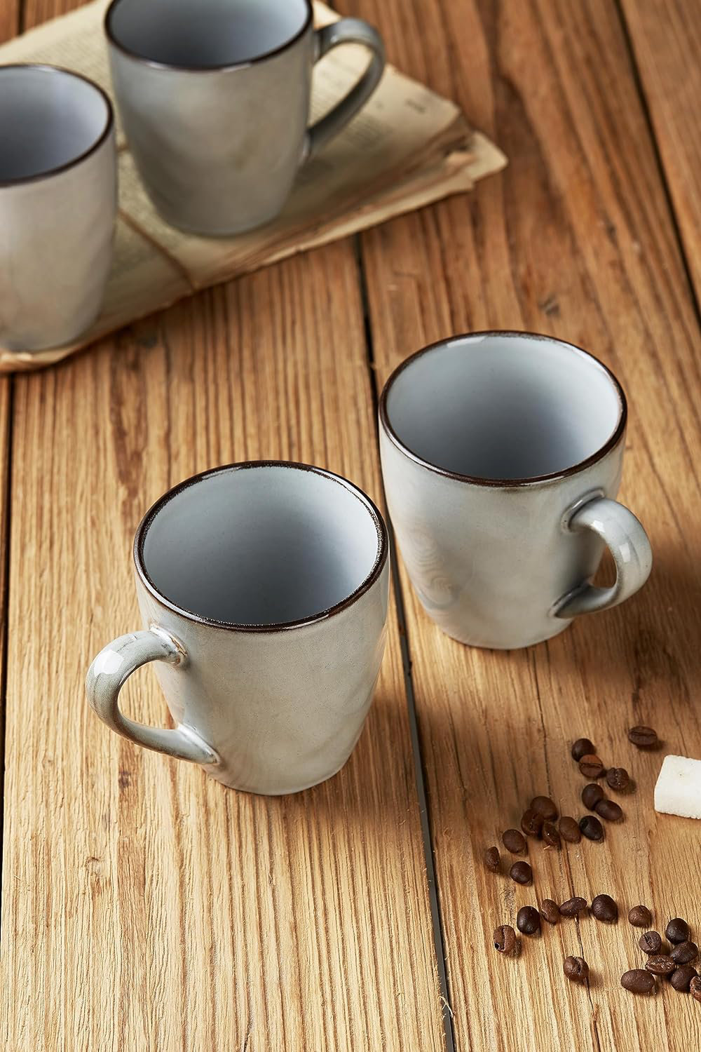Leny Round Stoneware Mug, Gray