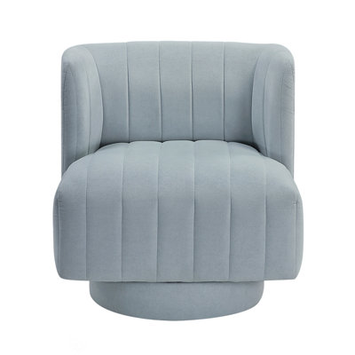 Modern Swivel Chair With Comfort Fabric, Stylish Barrel Back Design For Contemporary Living Room Furniture