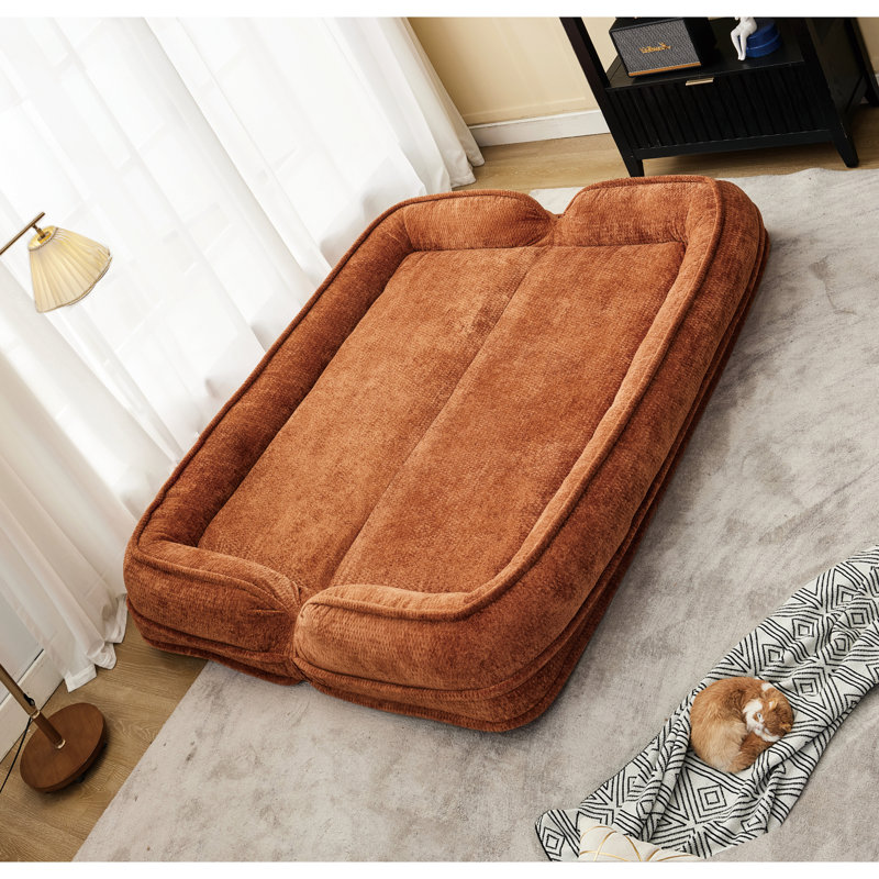 Nouveau lit double pour chien avec paresseux chenille orange pour travailler dans un garde-manger à la maison