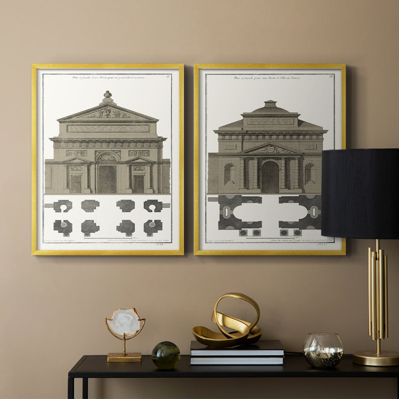 Bâtiments et façades II - Reproduction encadrée de qualité supérieure - prêt à être accroché - aucun clou requis - aucun clou requis