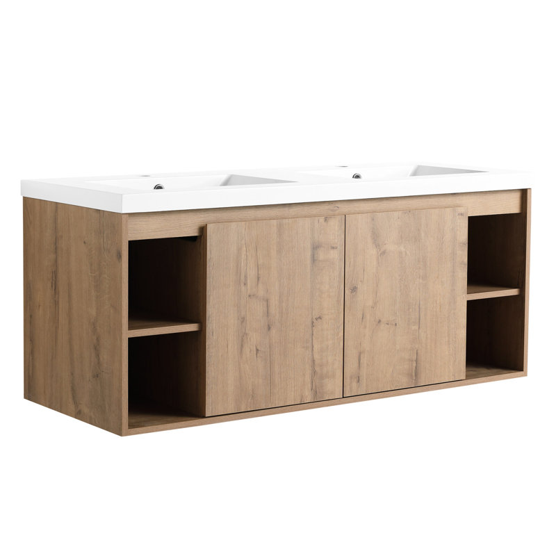 Meuble-lavabo moderne avec lavabo double, fixation murale, lavabo 48 po - Design luxueux