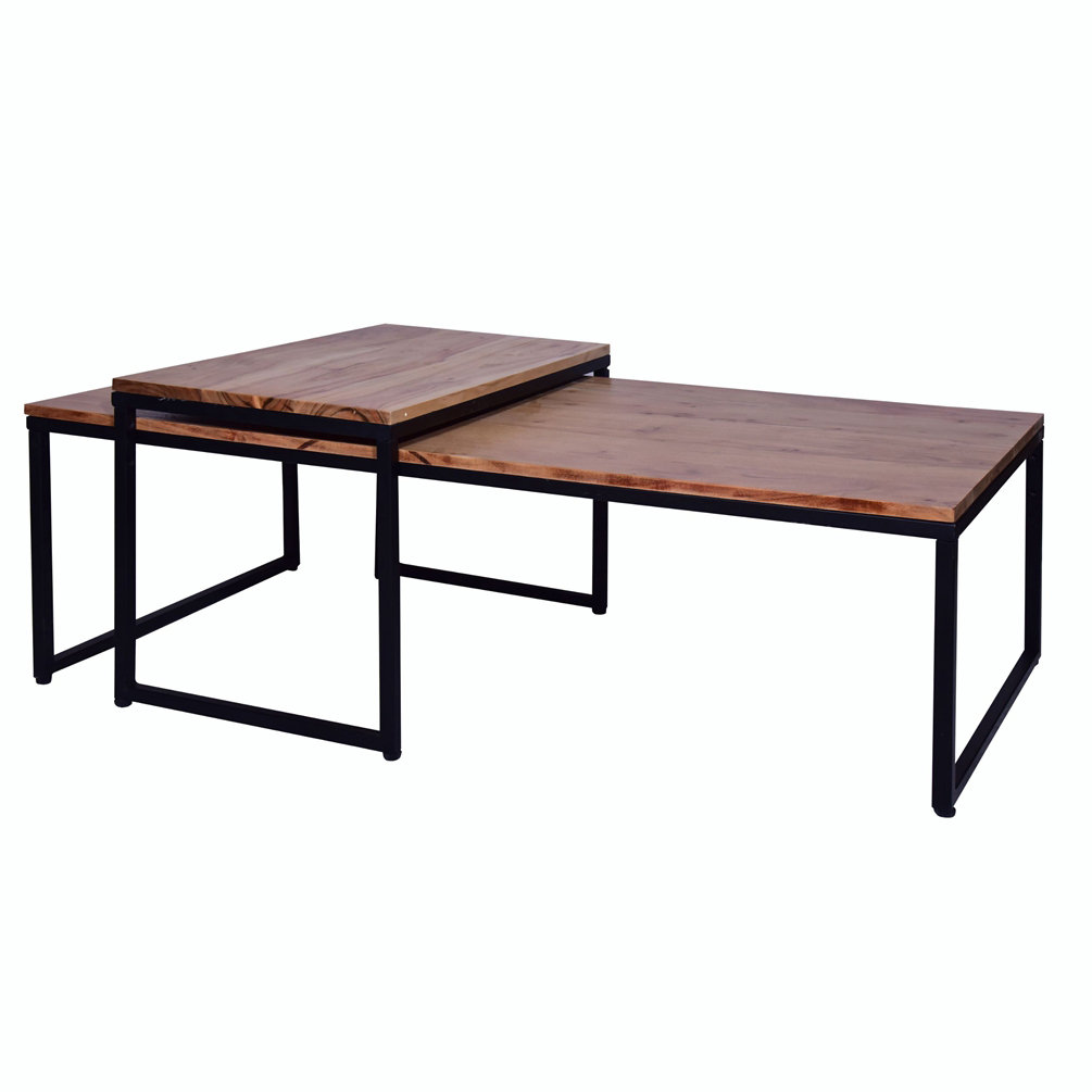 17 Stories Isabellia Solid Wood Top Nesting Coffee Table | Wayfair