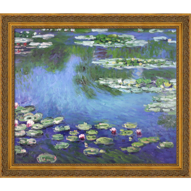 «Water Lilies (Drifting)», reproduction d'art sur toile, H 25,5 po x l 29,5 po x P 2 po, Argent rococo