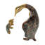 Ensemble de figurines de pingouins (parent et bébé) en aluminium moulé, doré, marron et turquoise, 25 cm de hauteur