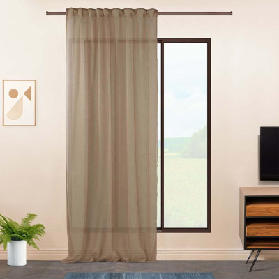 Extra Long & Extra Wide Faux Linen Sheer Curtain Single Panel