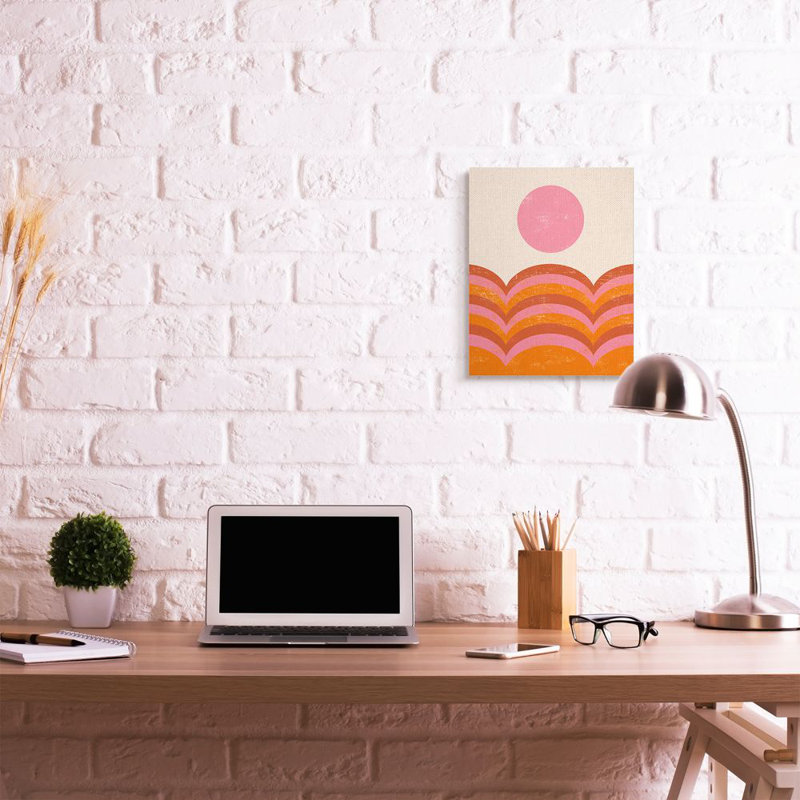 " Abstract Sunset Arched Landscape Pink Red Orange " by Daphne Polselli, Wrapped Canvas, 20" H x 16" W x 1.5" D