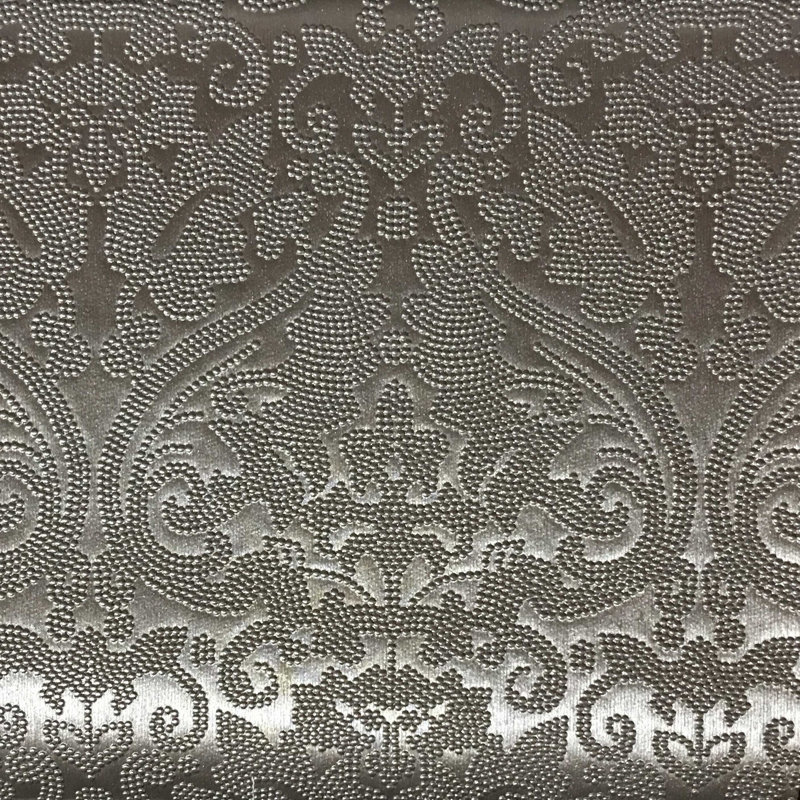 Parisian-Lyon Damask Pattern Vinyl Fabric, Silver