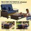 Divan-lit 4 en 1 en rotin multifonctionnel avec accoudoirs et table d'appoint pour l'extérieur-1444056635