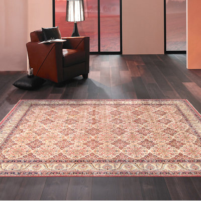 Tapis unique en laine noué à la main beige / ivoire 12 pi 4 po x 14 pi 10 po Lavar