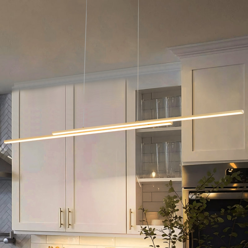 Luminaire suspendu linéaire à DEL pour îlot de cuisine Burcker, Doré