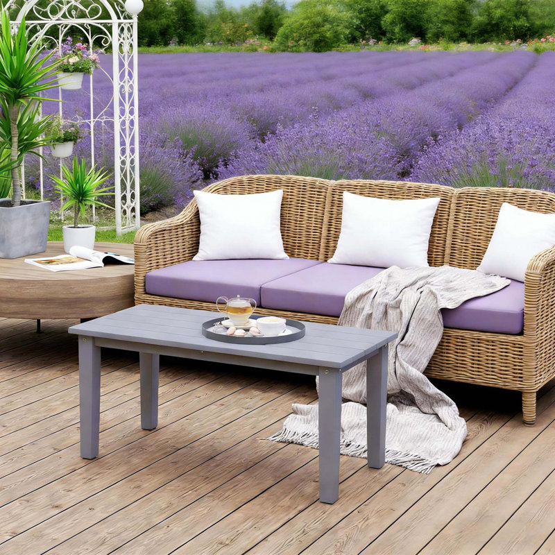 Outdoor Table,Rectangle Outdoor Coffee Table, Gray