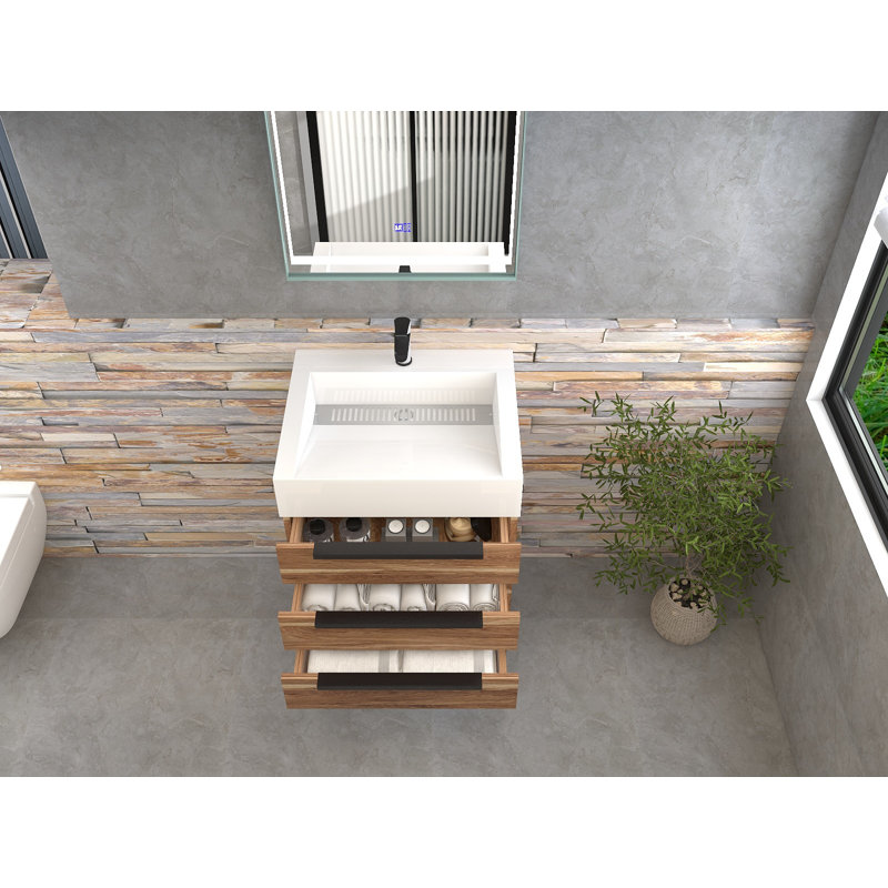 Meuble-lavabo simple l 24 po x P 20 po x H 36 po, Chêne naturel