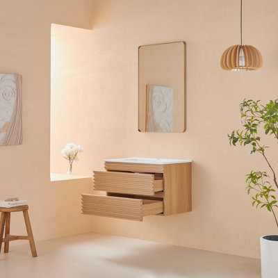 VIENNA Conllection - Armoire de salle de bain murale simple en brume de soie 36 po avec plateau en marbre de Carrare