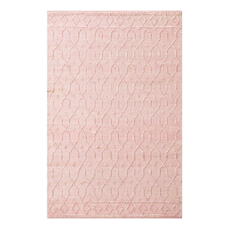 Tapis rose en jute / sisal tissé à la main Michailas, Rectangle 4 pi 1 po x 6 pi 1 po